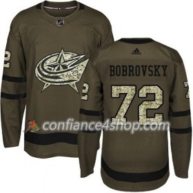 Adidas Maillot de Hockey Columbus Blue Jacket Sergei Bobrovsky 72 2017-2018 Camo Vert Authentic - Homme